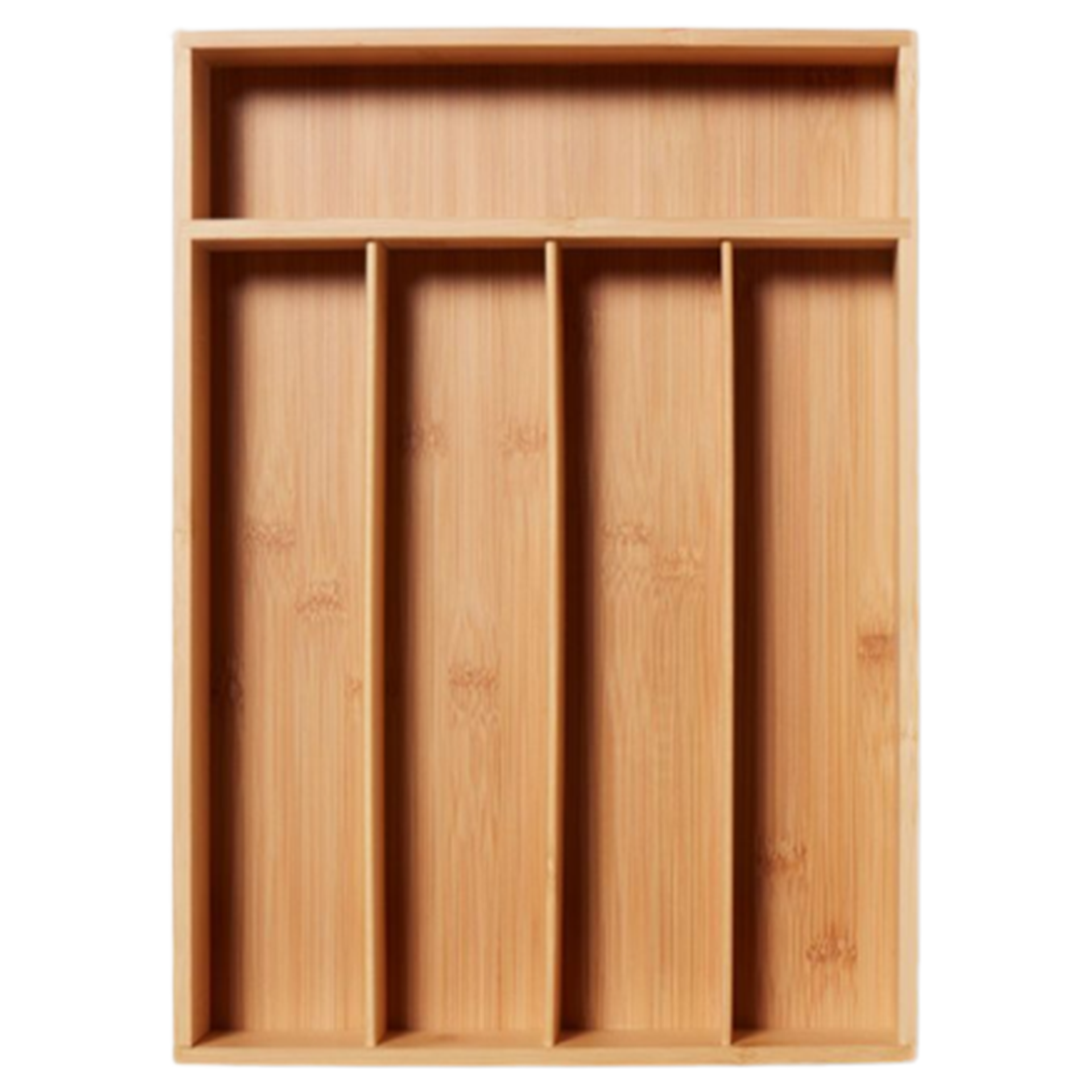 Pengatur Laci Peralatan Makan Bambu 5 Kompartemen, Coklat - Brightroom™