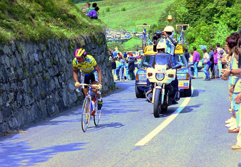 Leonardo Sierra was the first rider over the Mortirolo in 1990 when the climb was used by the Giro for the first time