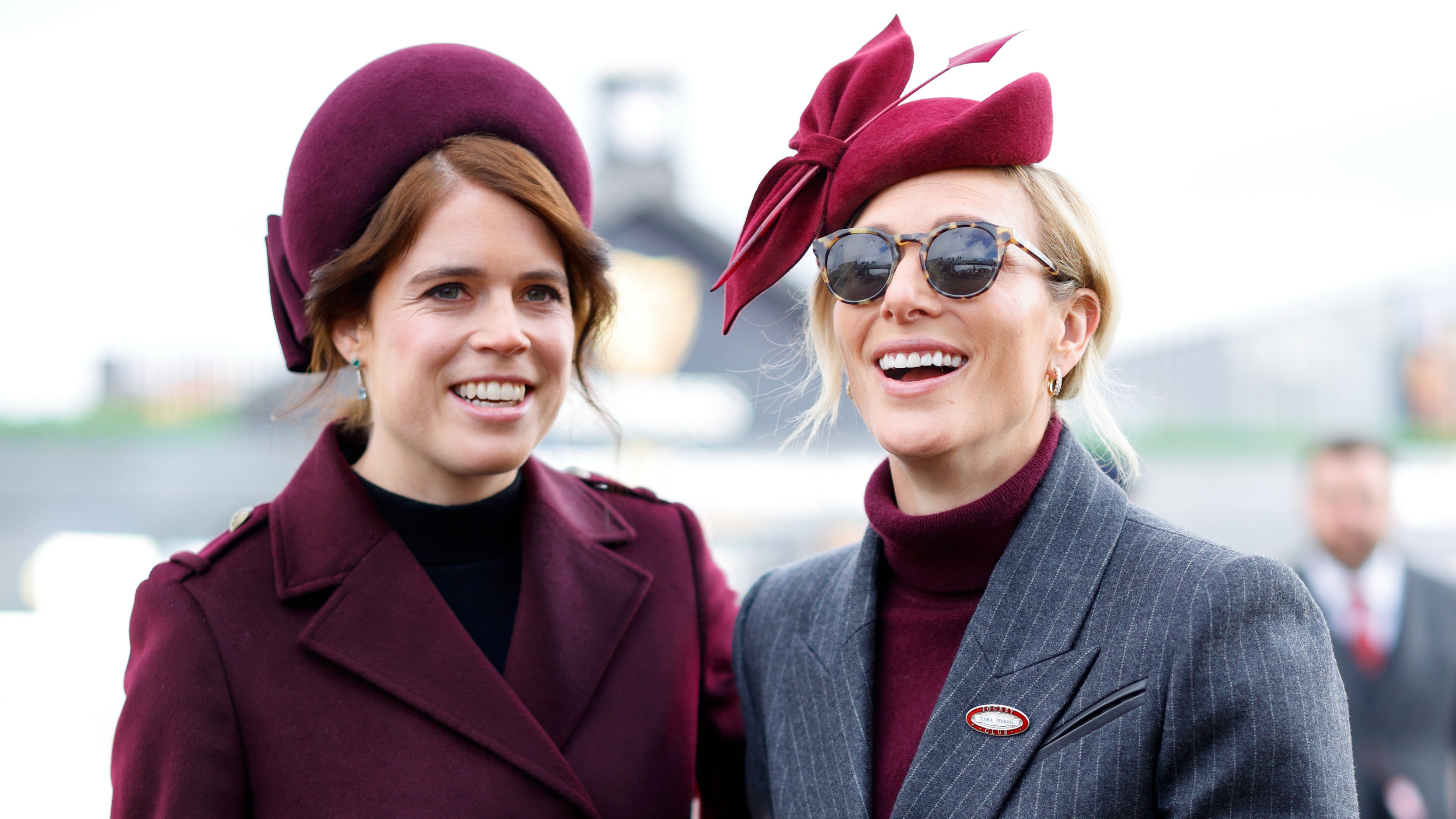Princess Eugenie and Zara Tindall attend day 2 'Style Wednesday' of the Cheltenham Festival at Cheltenham Racecourse on March 12, 2025