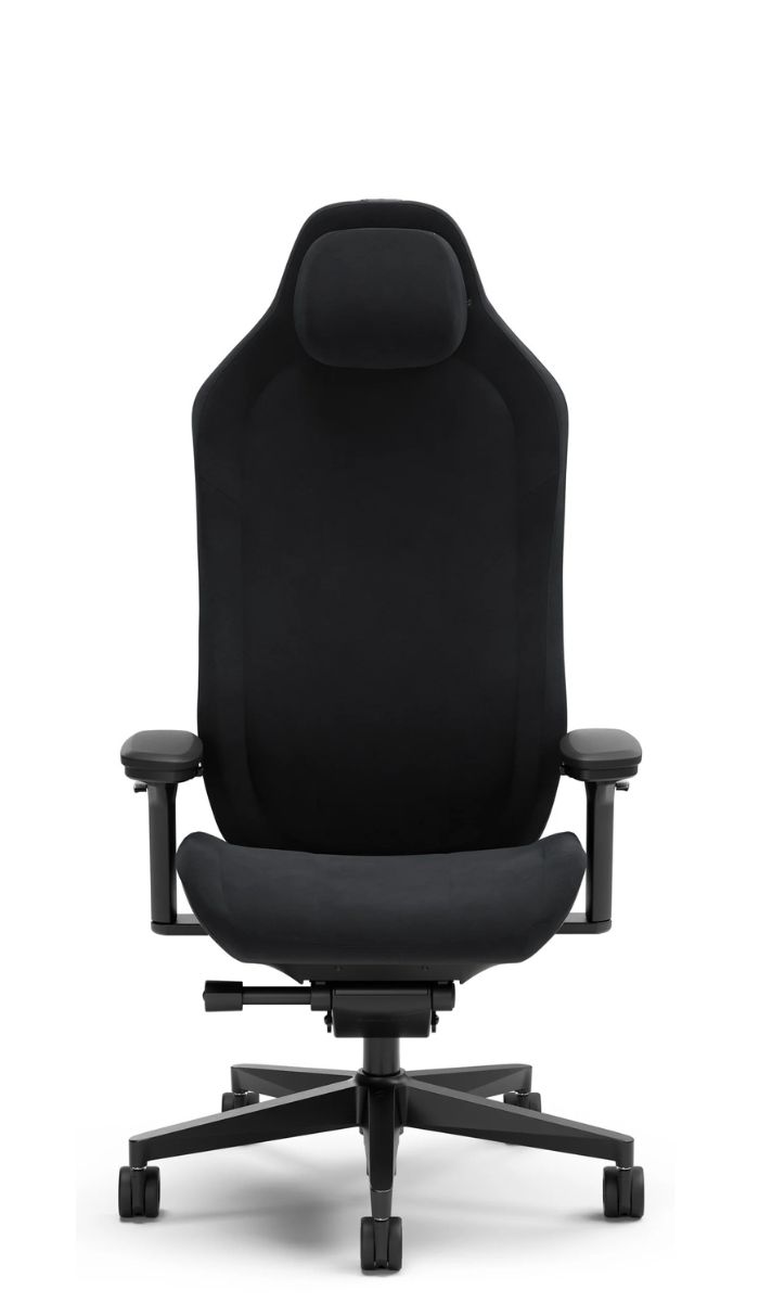 A Black Fractal Refine chair on a plain background