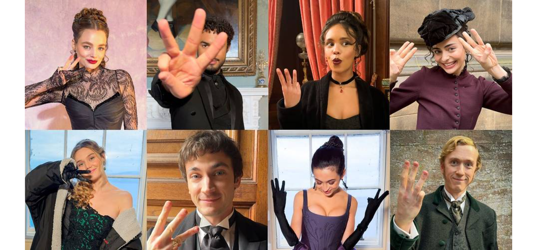the buccaneers cast in costume holding up number threes with their fingers to celebrate the season 3 renewal