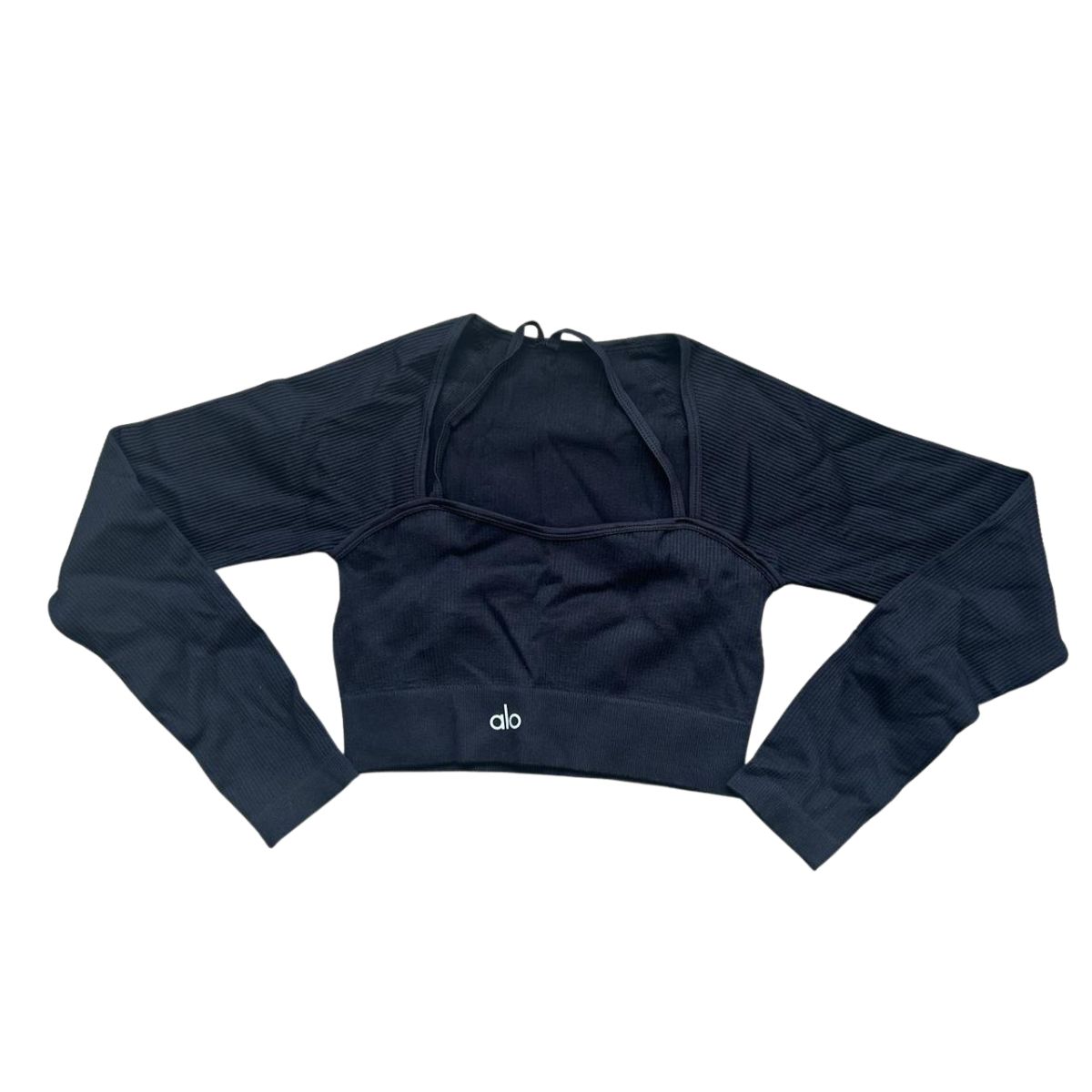 Alo, Black and Navy Crop-Top