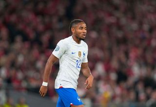 Chelsea target Christopher Nkunku of France looks on during the UEFA Nations League League A Group 1 match between Denmark and France at Parken Stadium on September 25, 2022 in Copenhagen, Denmark.