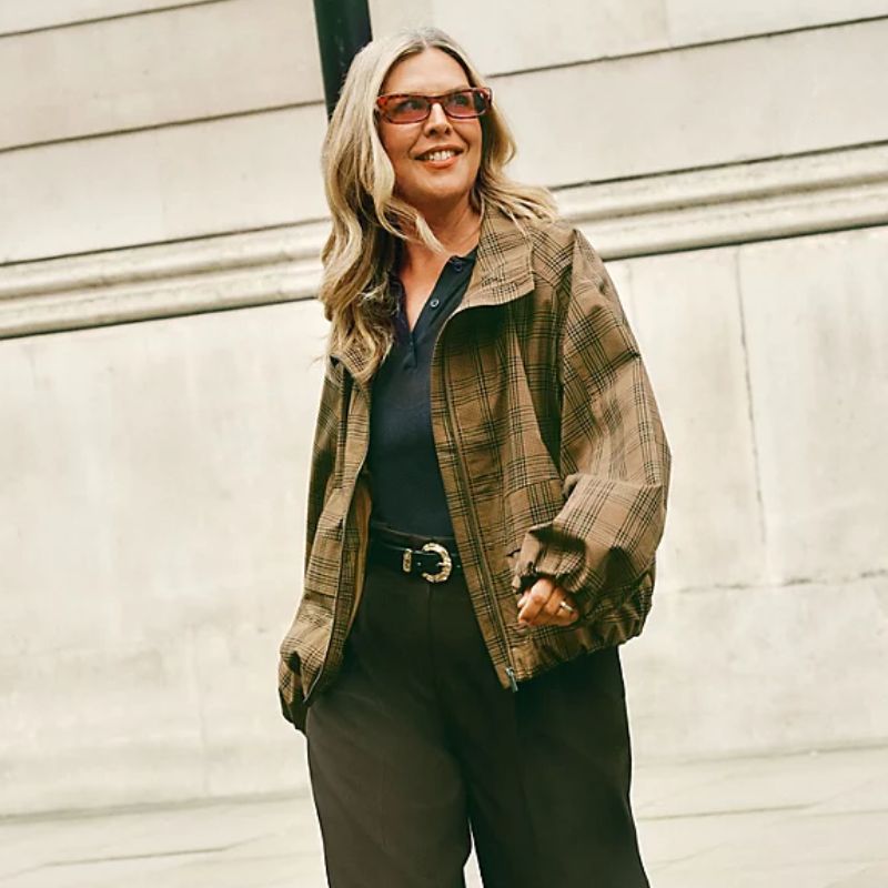 Funnel neck check jacket