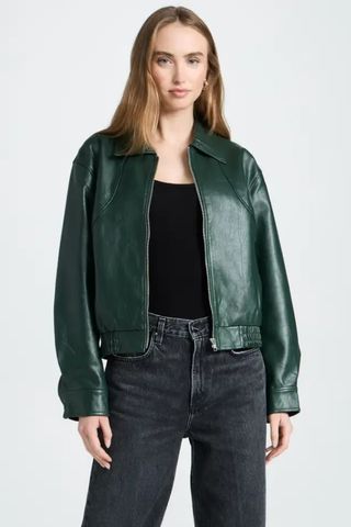 Moon River Waistband Leather Short Jacket