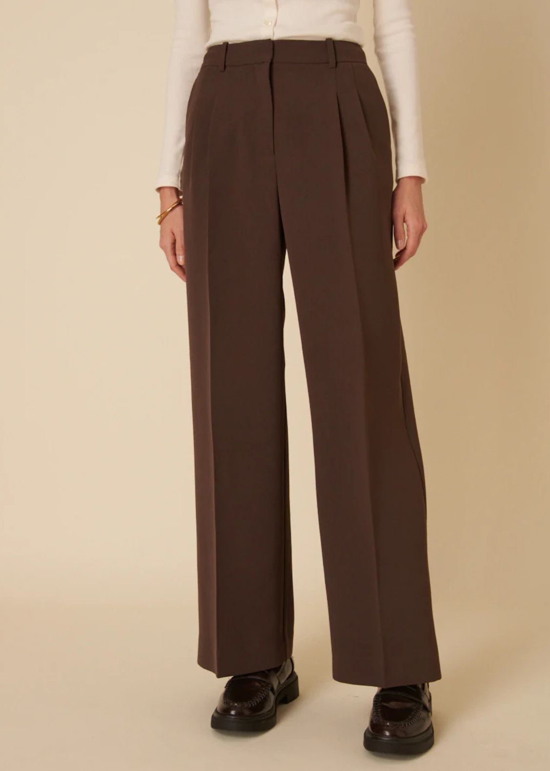 Nobody's Child Chocolate Brown Double Pleated Trousers