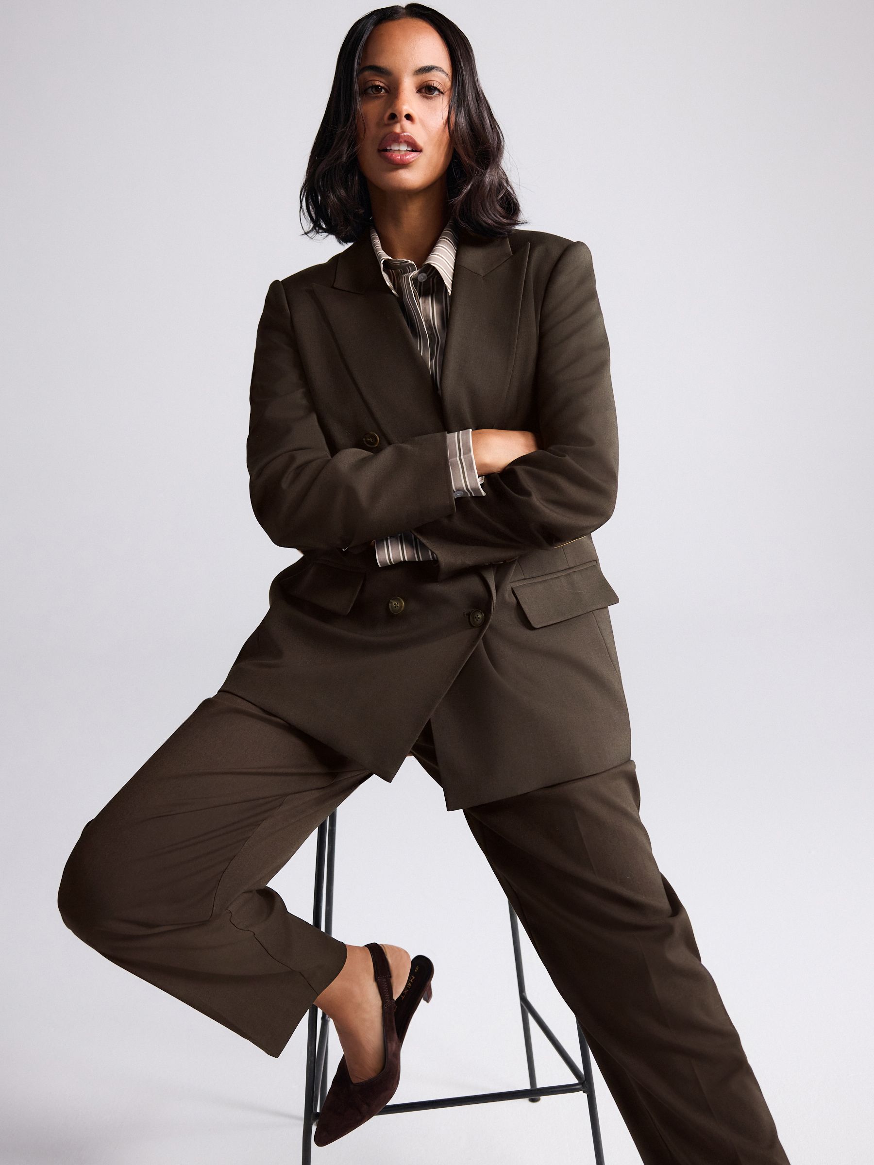 Chocolate Brown Double Breasted Blazer