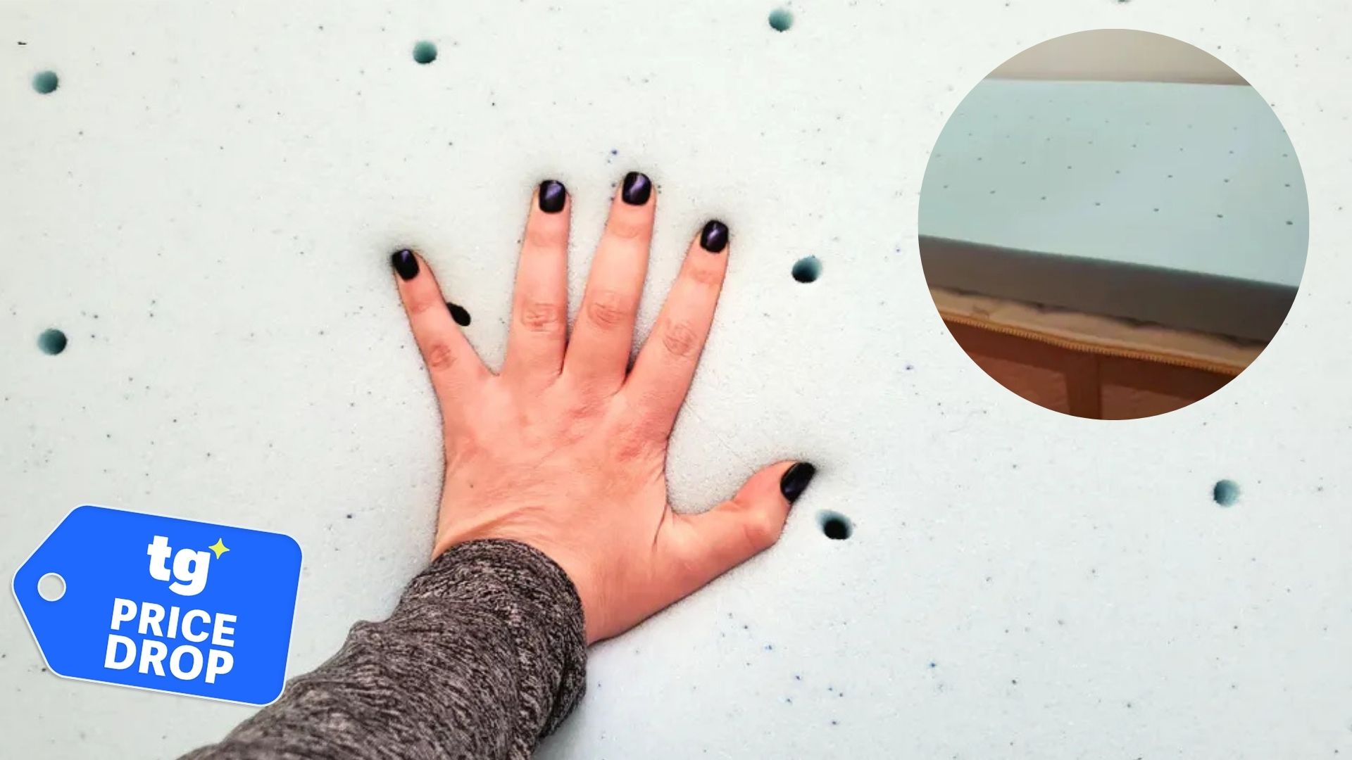 A memory foam mattress topper without a cover