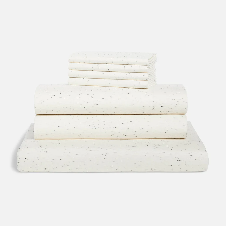 speckled black and white sheet set