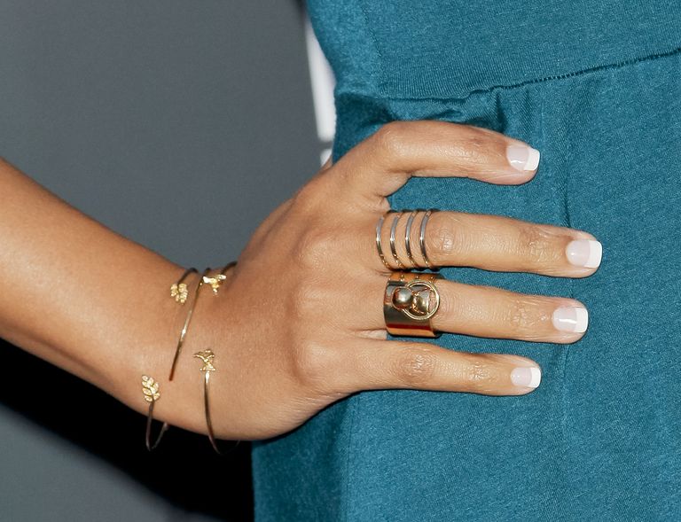 Karen David, fashion detail, attends the premiere of 'Lily & Kat' at the Vista Theatre on March 20, 2015 in Los Angeles, California, French manicure design