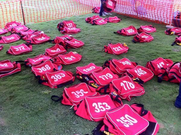Bags all ready to be handed out to racers still to sign-in