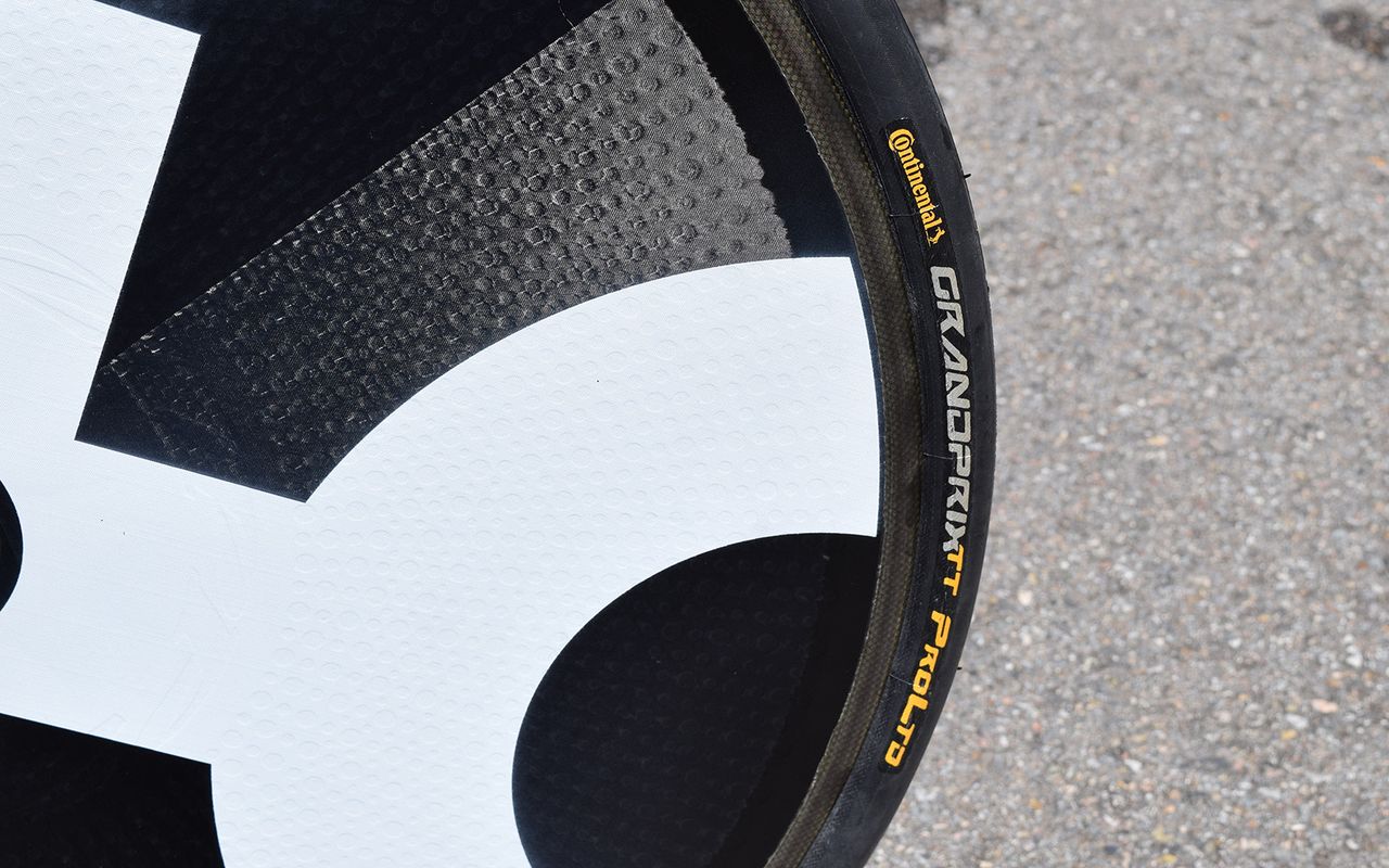 Politt's rear tyre was a Continental Grand Prix Pro TT Ltd