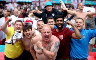 England fans in the Wembley stands