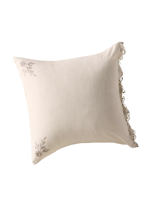 Olivia Cotton Linen Blend Floral Embroidered Euro Sham