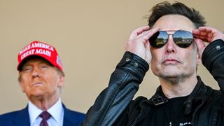 Donald Trump and Elon Musk watch the launch of a SpaceX Starship test flight in Brownsville, Texas