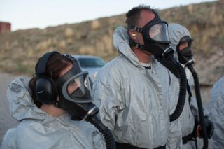 Braxton Southwick and his daughter Rylee prepare for a smallpox epidemic in West Jordan, Utah.