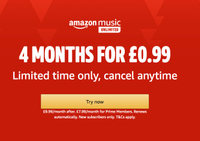 Get 4 months of Amazon Music Unlimited for £0.99!
