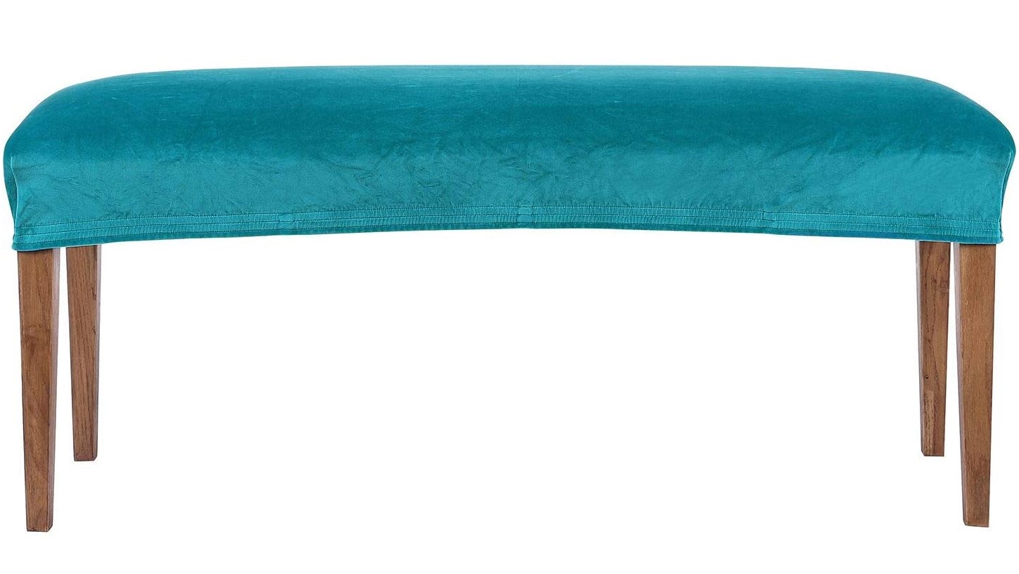 teal velvet stretch bench cover