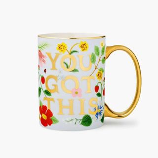 Floral typo porcelain mug