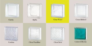 Various different types of glass blocks