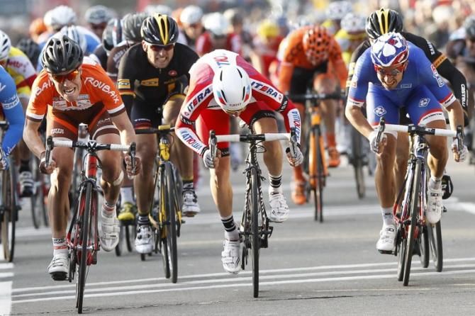 Maxime Vantomme (Roubaix Lille Metropole) on his way to winning Le Samyn