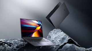 The ASUS Zenbook Pro 14 OLED open and closed