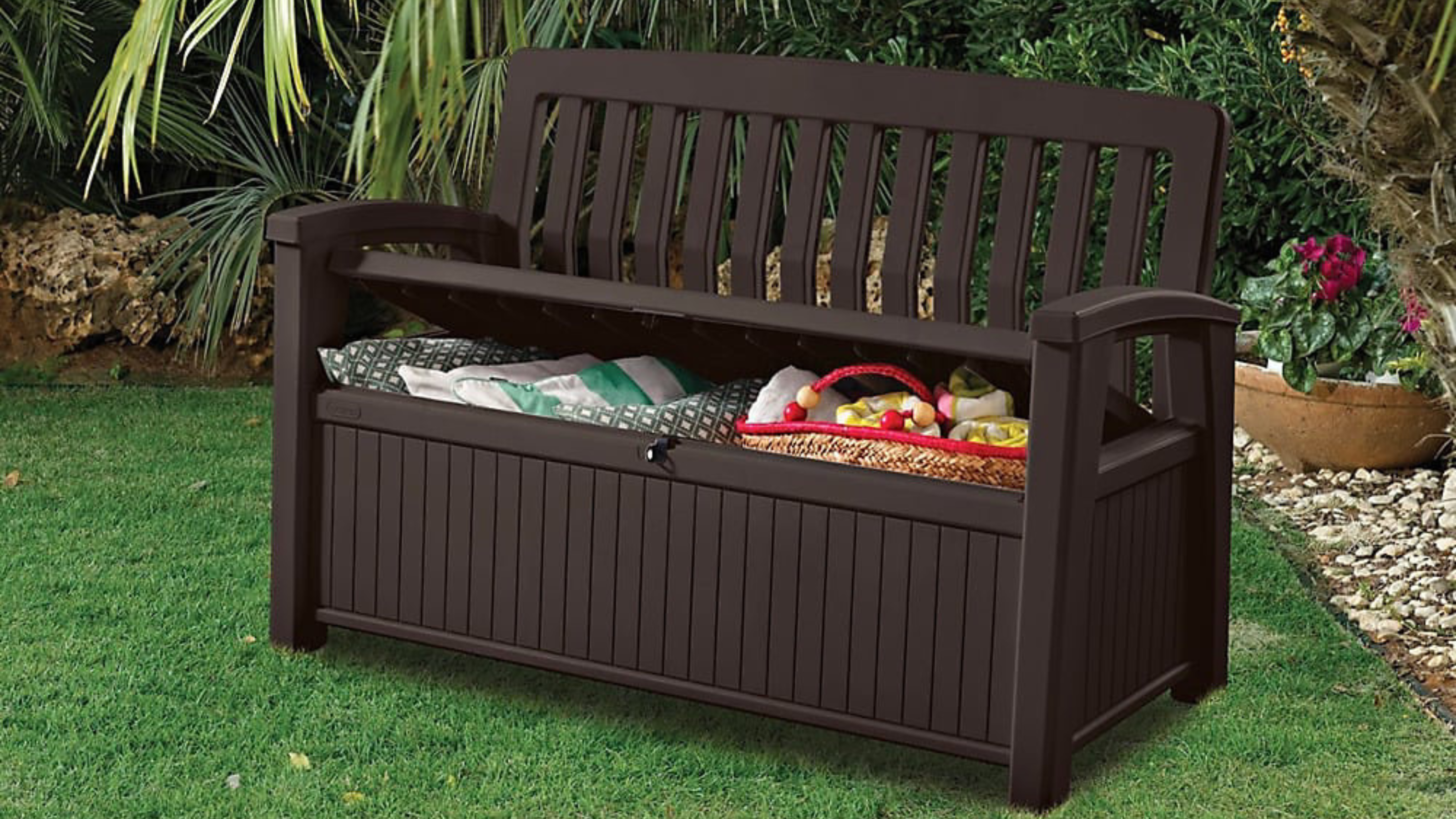 Keter Patio Storage Bench in dark brown