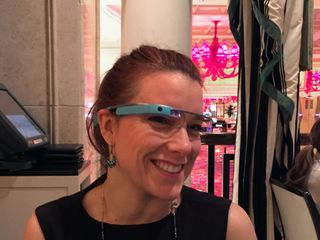 Georgia Dow wearing Google Glass