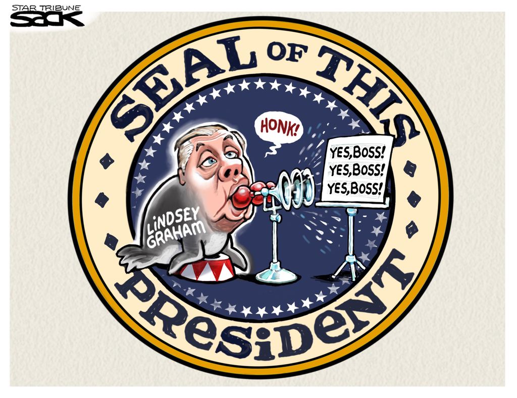 Political Cartoon U.S. Trump Seal Lindsey Graham | The Week