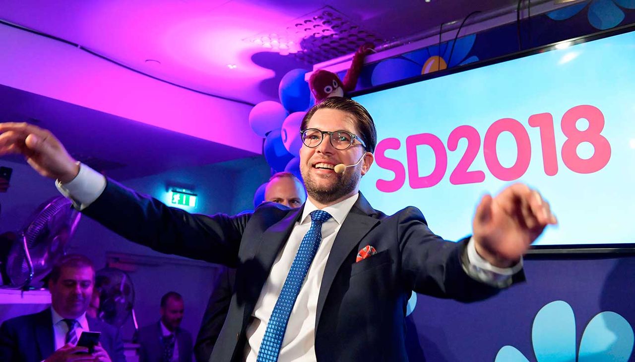 
Sweden Democrats leader Jimmie Akkeson says result is victory for far-right party