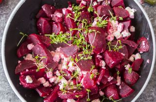 Roasted minty beetroot and goat’s cheese salad