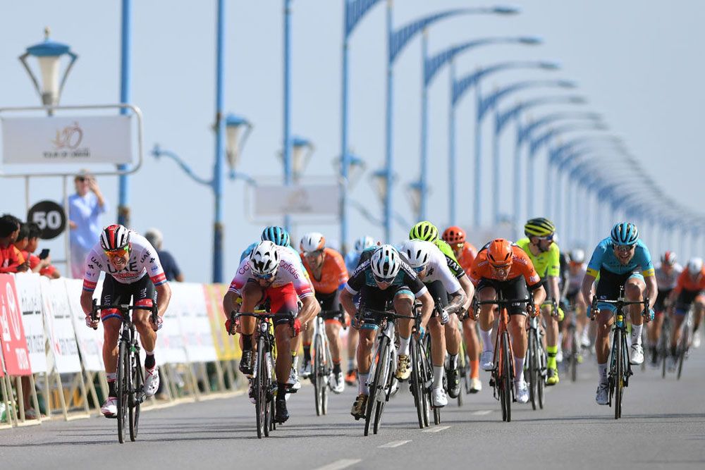 The sprinters line up for stage 1 of the 2019 Tour of Oman