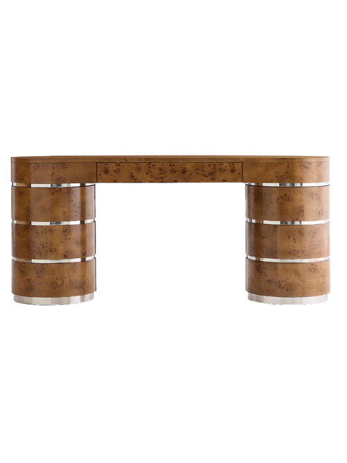 Lucie Burl and Chrome Storage Console Table by Laura Harrier & Tiffany Howell