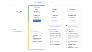 Google One pricing UK June 2023