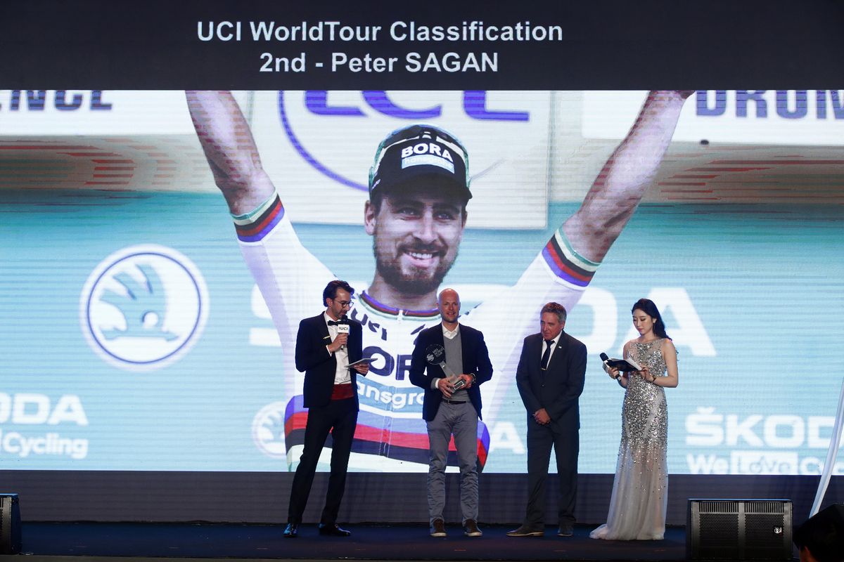 There was an award for Peter Sagan but he wasn't there to collect it