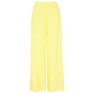Mint Velvet Yellow Linen Wide-Leg Trousers
