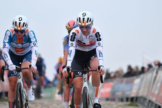 Pfeiffer Georgi crosses the line at the Ronde van Drenthe