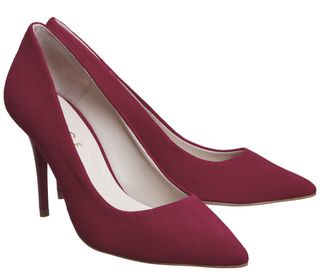 Red suede heels, £39