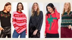 six images of the best christmas jumpers from Lipsy, H&M, Warehouse and Joanie
