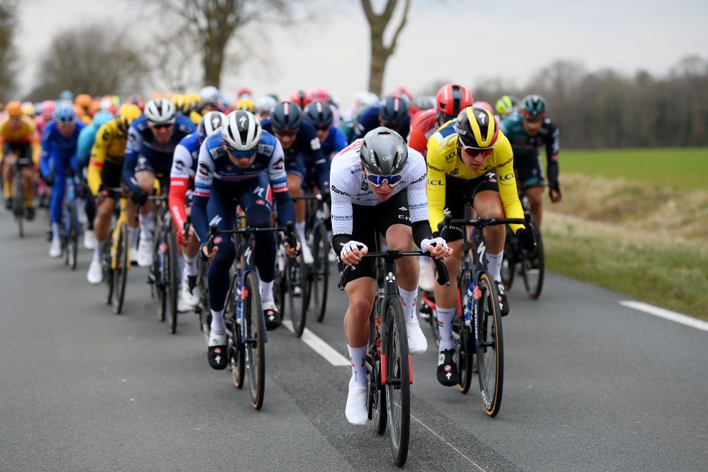 Tadej Pogačar (UAE Team Emirates) at the head of the race in Paris-Nice on stage 2