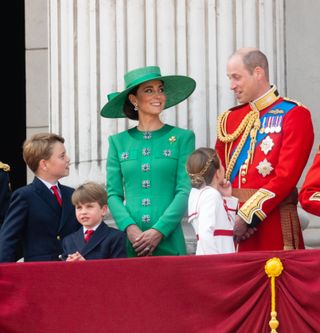 Prince William, Kate Middleton, Prince George, Princess Charlotte, and Prince Louis on the Buckingham Palace balcony at Trooping the Colour