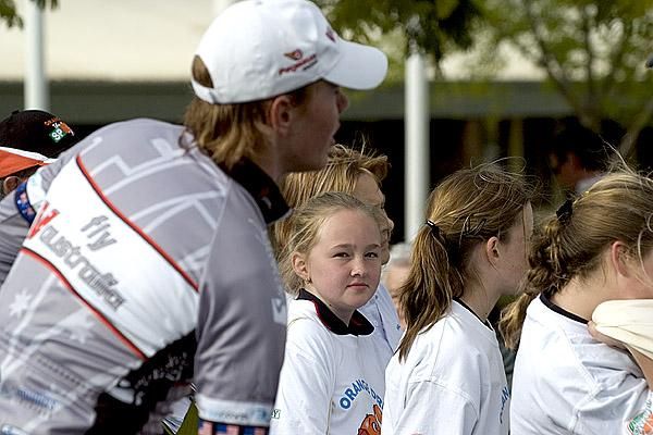 Gee his only young, and so talented: Michael Hepburn (Fly V Australia) awaits his call up to the podium in Ouyen.