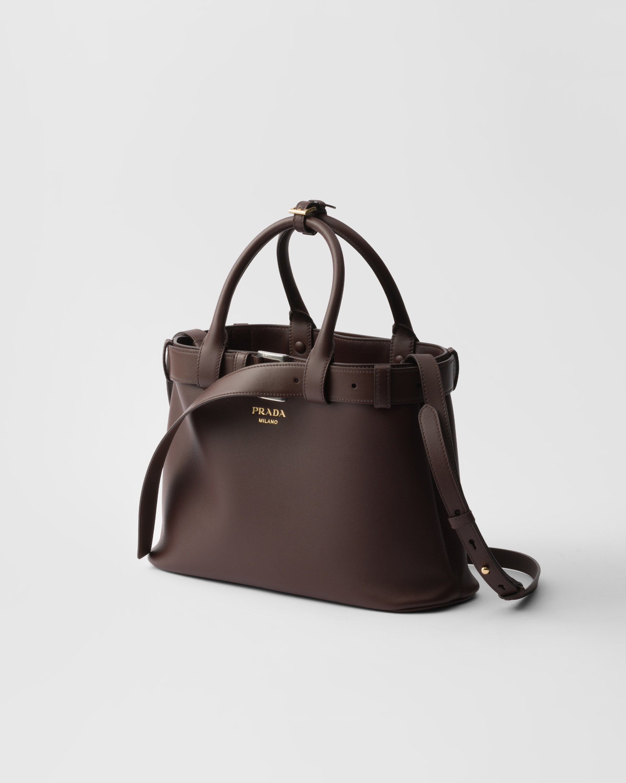 Prada Buckle Small Leather Handbag With Belt