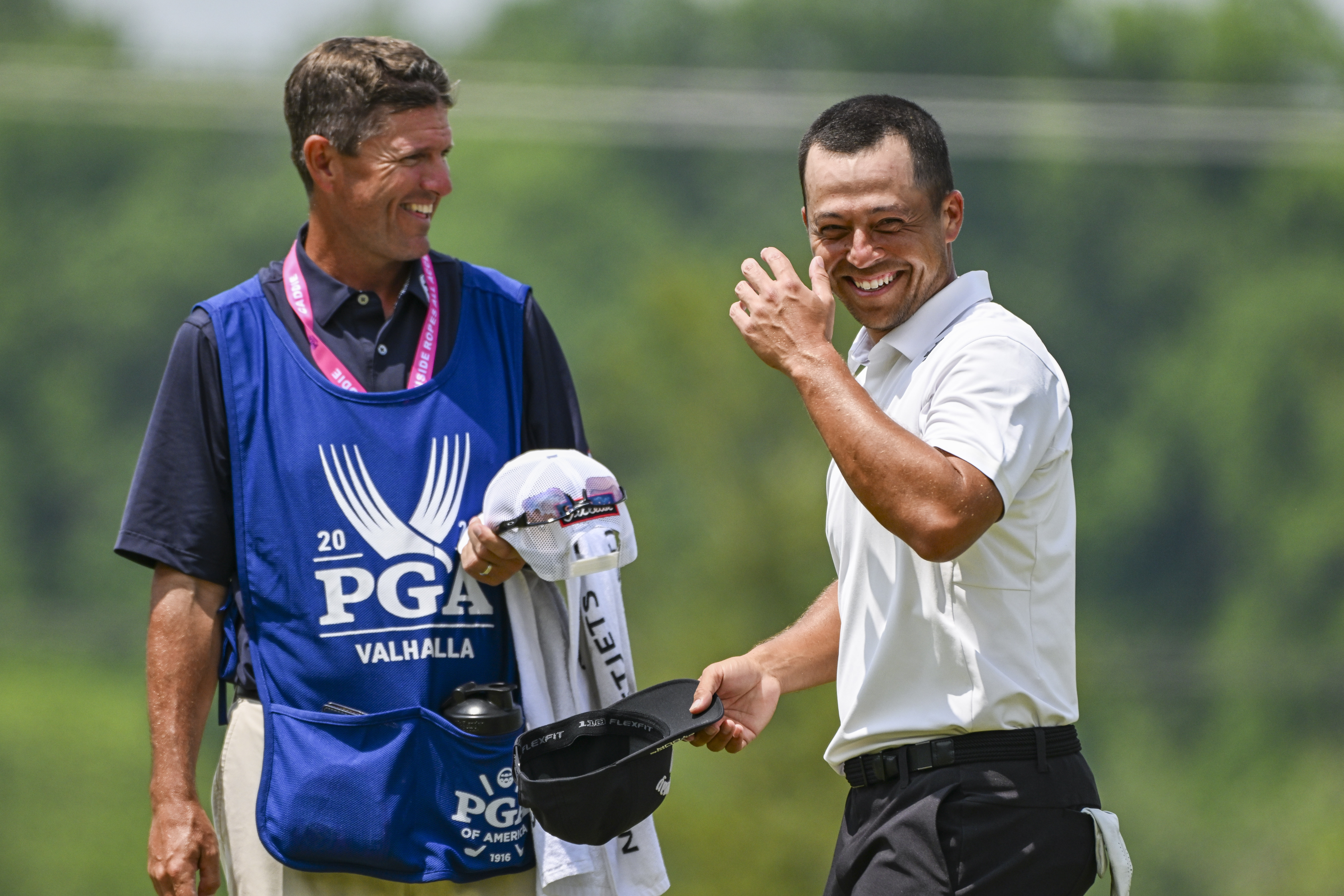 Xander Schauffele reacts to shooting a 62 at the 2024 PGA Championship at Valhalla