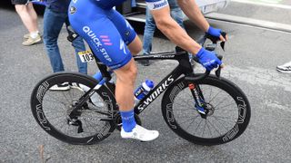 Jakobsen rolls to the start of stage one on the new aero bike
