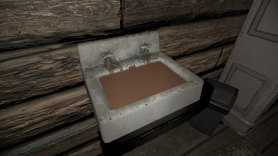 The ghost&#039;s ultimate tool: a sink filled with dirty water.