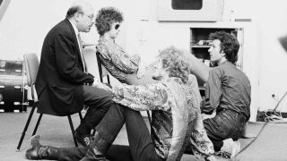 Cream’s Eric Clapton and Ginger Baker with Ahmet Ertegun and Felx Pappalardi in the studio