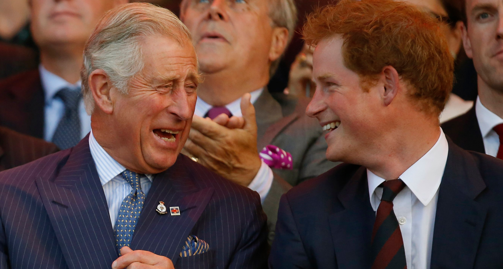 Prince Harry and King Charles laughing