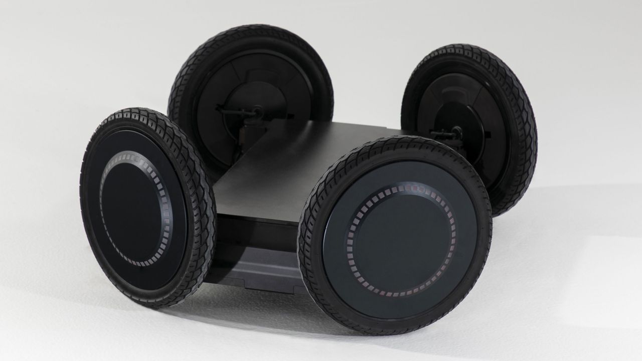 Each wheel on the MobED pointing in a different direction