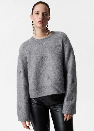 Embroidered Mohair-Blend Jumper